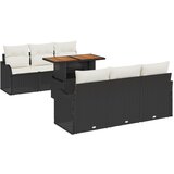 vidaXL set od 7 komada vrtne sofa s jastučićima crni poliester ratan, 2-sjedni vrtni sofa s spremištem i jastučićima crni poliester ratan | shoptok.hr
