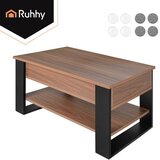 Ruhhy klub stolić s podiznom pločom 92 cm – 3u1, spremnik i polica (hrast/crni) | Shoptok.si