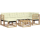 vidaXL Zunanja garnitura za sedenje z blazino 7 pcs Bela in krem, (5000280298) | Shoptok.si