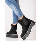 SHELOVET Black women's daggers on the platform in ecological suede Cene