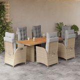 vidaXL 7-dijelni vrtni blagovaonski set od poliratana s jastucima bež | shoptok.hr