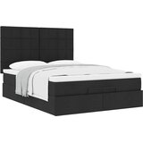  Otomanski krevet s madracem crni 140x190cm od tkanine | shoptok.hr