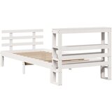  Posteljni okvir z vzglavjem bel 90x200 cm trdna borovina, (21304157) | Shoptok.si