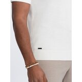 Ombre Men's soft knit polo shirt with contrasting stripes - cream | Shoptok.si