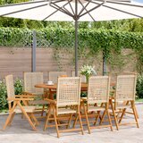 Maison Chic Nastavljivi vrtni stoli - Stol za vrt 8 kosov bež blago in trden les JS145, (21877697) | Shoptok.si