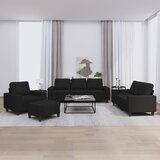  The Living Store Sedežna garnitura 4-delna črno blago - Sedežna Garnitura, (21457524) | Shoptok.si