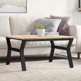 Furnova Klubska mizica Y okvir 90x90x45 cm trdna borovina lito železo, (22056209) | Shoptok.si