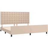  Posteljni okvir z vzglavjem kapučino 200x200 cm umetno usnje, (20904733) | Shoptok.si