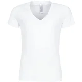 Hom Majice s kratkimi rokavi SUP' COTTON TSHIRT COL V PROFOND Bela