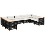  9-dijelni set vrtnih sofa s jastucima crni od poliratana Crna 63.5 x 63.5 x 62 cm | Shoptok.si