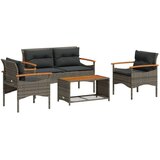 vidaXL 4-dijelni set vrtnih sofa od poliratana s jastucima sivi | shoptok.hr