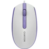 Canyon Wired optical mouse with 3 buttons, DPI 1000, with 1.5M USB cable,White lavender, 65*115*40mm, 0.1kg - CNE-CMS10WL