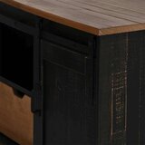 vidaXL TV omarica HALDEN z drsnimi vrati črna 110x40x60 cm masivni les | Shoptok.si