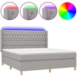  Box spring postelja z vzmetnico LED sv. siva 160x200 cm blago, (20789006) | Shoptok.si