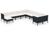 11-dijelna vrtna garnitura od poliratana s jastucima crna | shoptok.hr