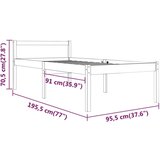  Krevet za starije osobe 90 x 190 cm mali od masivne borovine | shoptok.hr