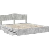  Krevet s od storage s uzglavljem Betonski sivi 200 x 200 cm | shoptok.hr
