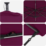  Samostojeći banana suncobran Bordo crvena 249 x 249 x 250 cm | shoptok.hr