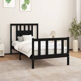 Maison Chic Posteljni okvir - Enojna postelja - Postelja za odrasle z vzglavjem črn trdna borovina 100x200 cm-J9508, (21759696) | Shoptok.si