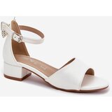 EVENTO Shiny Girls Sandals With Low Heel White Ainare | Shoptok.si