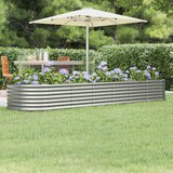 vidaXL Vrtna sadilica od čelika obloženog prahom 296x80x36 cm srebrna | shoptok.hr