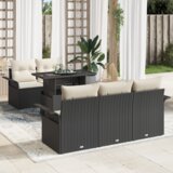 6-dijelni vrtni kauč set s jastučićima Crni poli ratan | shoptok.hr