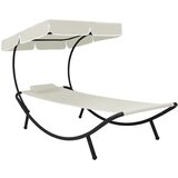 Vanjski ležaj s krovom i jastukom krem bijeli | shoptok.hr