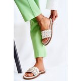 S. BARSKI Women's Leather Slippers With Decoration White Brien | ePonuda.com