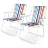 SET395 set 2 zložljivih kamp stolov 53 × 46,5 × 74 cm, do 110 kg – črtast