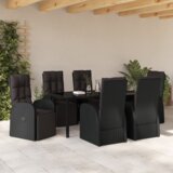 vidaXL Set od 7 dijelova vrtnih stolica s jastučićima crni poli ratan | shoptok.hr
