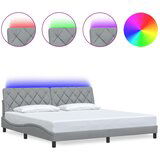 Maison Chic Posteljni okvir - Dvoposteljna postelja - Zakonska postelja z LED brez vzmetnice svetlo siv 200x200cm blago, (21695719) | Shoptok.si