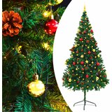  Umjetno osvijetljeno božićno drvce s kuglicama zeleno 210 cm | shoptok.hr