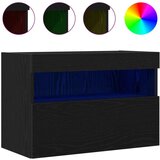 TV zidne jedinice s LED svjetlima 2 kom crni hrast 60x30x40 cm | shoptok.hr