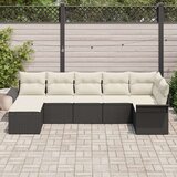 vidaXL 7 delni set vrtnih kavčev s blažinami črna poli ratan | Shoptok.si