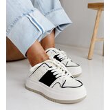 Gemre White and black leather thick-soled sneakers Abrar Cijene