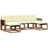 vidaXL Zunanja garnitura za sedenje z blazino 6 pcs Naravna in smetana, (5000281506) | Shoptok.si