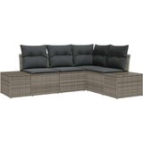vidaXL 4 delni vrtni sofa set z blazinami siva poli ratan | Shoptok.si