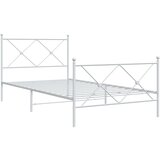  The Living Store Kovinski posteljni okvir z vzglavjem in vznožjem bel 100x200 cm - Posteljni Okvir, (21499992) | Shoptok.si