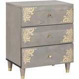 vidaXL Nočna omarica s predalom Siva 50 x 33 x 62 cm trden mangov les | Shoptok.si