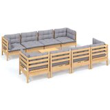  Vrtna sedežna garnitura 9-delna s sivimi blazinami borovina, (20760913) | Shoptok.si