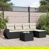 Maison Chic Seti vrtnega pohištva - Vrtna garnitura - Vrtni pohištvo set 6-delna z blazinami črna poli ratan, (21803890) | Shoptok.si