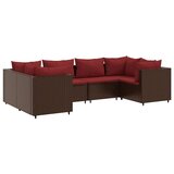 Maison Chic Seti vrtnega pohištva - Vrtna garnitura - Vrtni pohištvo set 6-delna z blazinami rjav poli ratan, (21803821) | Shoptok.si