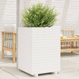 vidaXL Vrtno cvetlično korito belo 50x50x72 cm trdna borovina | Shoptok.si