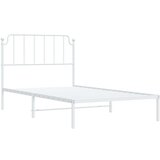 Metalni Kovinski posteljni okvir z vzglavjem bel 107x203 cm | Shoptok.si