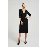 Moodo Women's smooth dress with neckline - black
