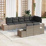 vidaXL 8-delna vrtna garnitura z blazinami siva poli ratan | Shoptok.si