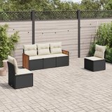 Maison Chic Seti vrtnega pohištva - Vrtna garnitura - Vrtni pohištvo set 5-delna z blazinami črn poli ratan, (21814871) | Shoptok.si
