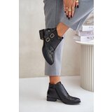 Maciejka Leather Ankle Boots With Low Heel And Buckles Cene