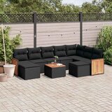  10-dijelni set vrtnih sofa s jastucima crni od poliratana | shoptok.hr