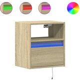 Furnova Stenska nočna omarica z LED lučkami 2 kosa sonoma hrast, (21927757) | Shoptok.si